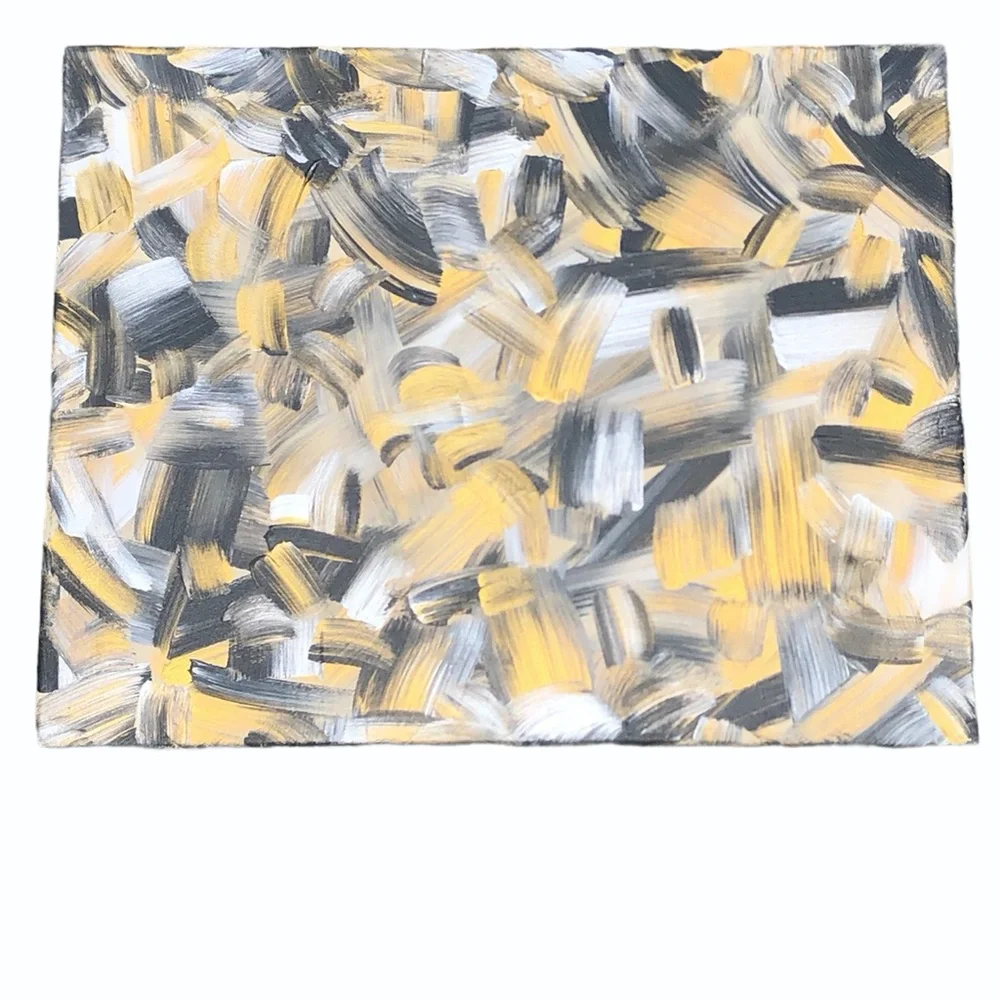 HANDCRAFTED BLACK/GOLD/SILVER/CREAM ABSTRACT ART